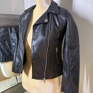 Black Faux Leather Girls Jacket